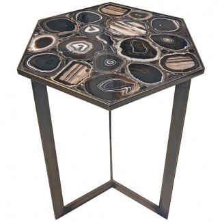  Unique Agate Stones Mosaic Side Coffee Table en venta en 