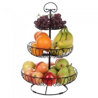  Porta frutas y verduras de alambre de Lily's Home, canasta de frutas de 3 niveles, accesorios de cocina 