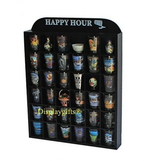  Happy Hour Shot Glass Display Case Shelf Wall Curio, sin puerta 