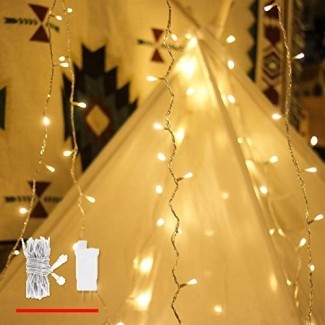  LouisChoice 100 LED luces de cadena, luces decorativas impermeables, luces de hadas para dormitorio, patio, jardín, puerta, patio, fiestas, bodas, Navidad, 8 funciones 