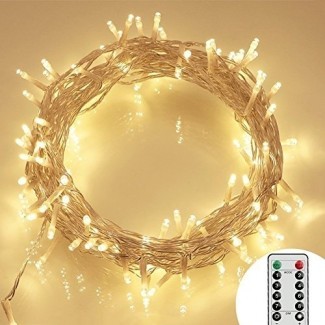  Ollny Globe String Light 100 LED Luces de hadas impermeables para el dormitorio de bodas de Navidad en interiores y exteriores con control remoto y temporizador 33 pies Blanco cálido 