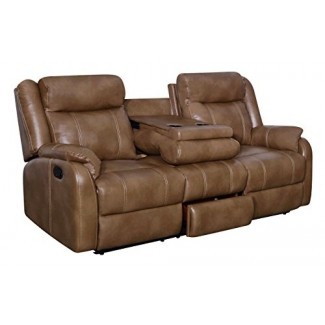  Global Furniture U7303C-RS W / DDT-WALNUT Sofá reclinable con mesa desplegable y cajón Blanche, nogal 