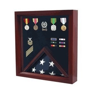  Estuche de exhibición de medallas y bandera militar - Caja de sombras 