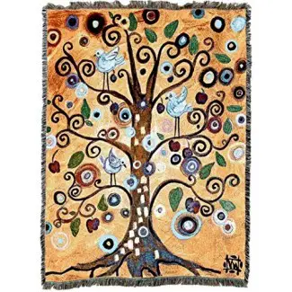  Tejedores de campo puro | Tree of Life Manta tejida Natasha Westcoat Woven Tapestry con flecos de algodón USA 72x54 