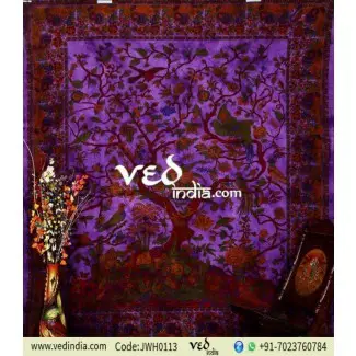  Dormitorio de la mandala del árbol de la vida púrpura indio Ropa de cama de tapicería 