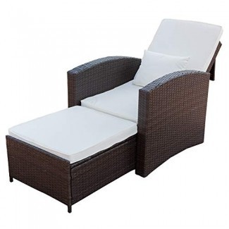  PatioPost Silla reclinable Push Back Club, sala de estar al aire libre, sofá individual, muebles acolchados para patio 