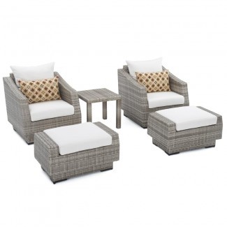  RST Brands Cannes 5-Piece Wicker Patio Club Chair y ... 