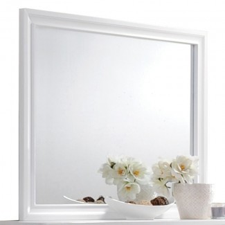  Espejo rectangular con marco de madera blanca 