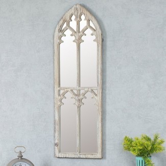  Espejo de pared de campo con marco de la catedral de madera de Davina 