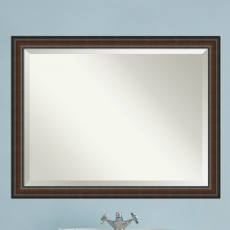 Espejo de acento biselado tradicional con marco de madera rectangular 