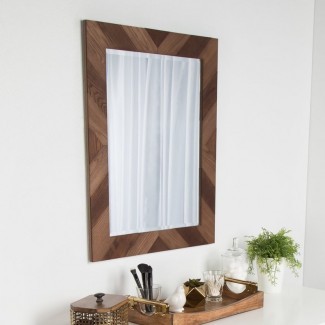  Espejo de pared con marco de madera 