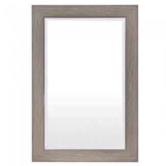 Tangkula 23.5 "x 35.5" Espejo de pared Baño Marco de madera Espejo rectangular Espejo de tocador para el hogar 
