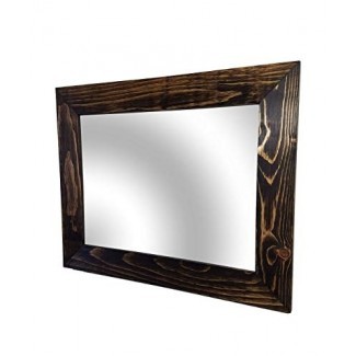  Shiplap Gran espejo con marco de madera disponible en 4 tamaños y 20 colores: se muestra en mancha de nogal oscuro - pared grande Espejo - Estilo rústico de madera de granero - Espejo de pared rectangular con marco de madera 