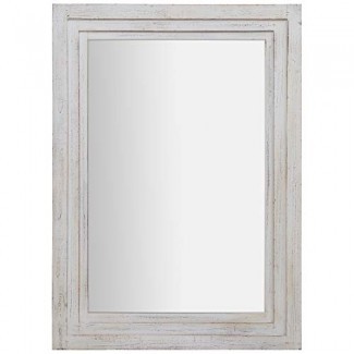  Colección Everly Hart 31x44 Espejos de pared enmarcados con gradas de granero blanco envejecido, 