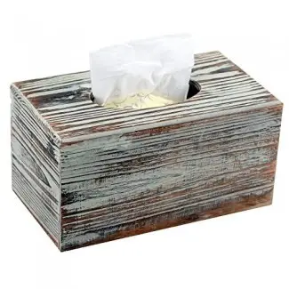  MyGift - Soporte decorativo para caja de pañuelos de papel, rectangular, de madera, antorcha, decorativo, rústico 