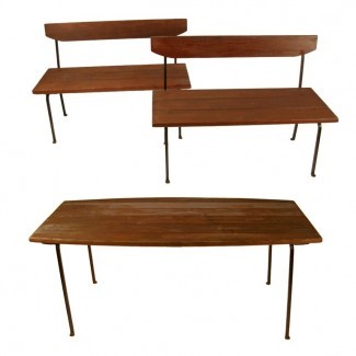  Juego de mesa y banco para exteriores de madera y hierro: muy pesado en 