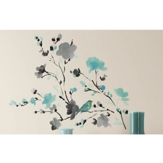  Deco Blossom Watercolour Bird Branch, calcomanía de pared 
