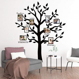  Rama de árbol genealógico grande Marcos de fotos Tatuajes de pared Qu otes Pegatinas para decoración de hogar, sala de estar, 69x83in 