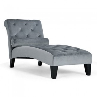  Botón gris copetudo Silla Chaise Lounge Sofá Sofá Muebles de sala de estar para relajarse 