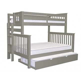  Literas King Bedz King Twin sobre cama Missi completa en estilo con escalera de extremo y una cama nido doble, gris 