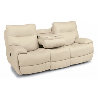  Flexsteel Living Room Sofá reclinable eléctrico de cuero 1447 ... 