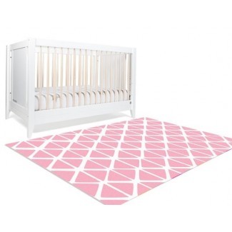  Alfombra de piso geométrica rosa para guardería, piso para niños de HawkerPeddler 