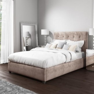  Cama otomana Safina Kingsize en terciopelo beige | Furniture123 