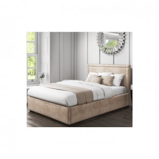  Cama otomana tamaño King Safina con detalle de tachuelas en color beige 