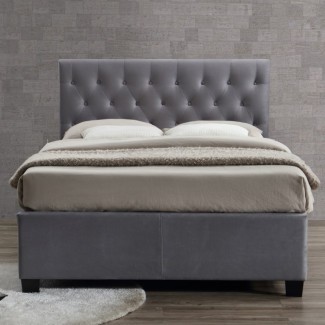  Cama tapizada en color gris Birlea Cologne Cama otomana King Size ... 