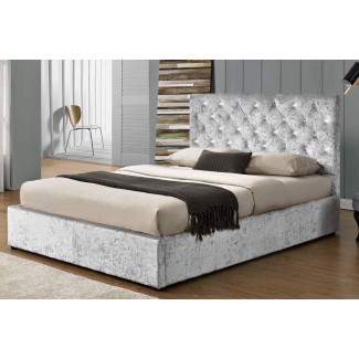  Estructura de la cama otomana triturada Chatsworth Silver Double / King ... 