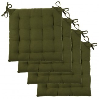  Juego de almohadillas para silla de 4 piezas Asiento acolchado de lona de algodón suave con mechones 