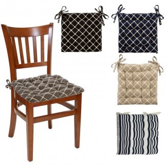 Almohadillas de silla reversibles para interiores de 4 piezas con lazos - Soft Tufted 
