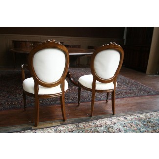  Sillas de comedor tapizadas, sillas con respaldo redondo de caoba 
