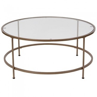  Flash Furniture Astoria Collection - Mesa de centro de vidrio con marco de oro mate 