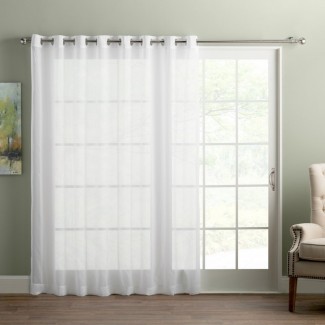  Wayfair Basics Patio con puerta corrediza, panel de cortina simple con arandela semi-transparente sólida 