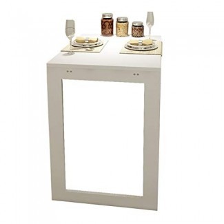  ERRU- Mesa plegable blanca montada en la pared, mesa auxiliar de pared Space Saver para cocina, comedor, estudio, escritorio de madera para colgar en la pared 