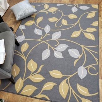  Hinman Floral, alfombra de goma, gris, con respaldo, área 