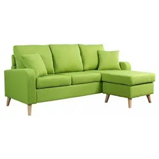  Divano Roma Furniture Mid Century de tela de lino moderno con espacio pequeño Sofá seccional con chaise reversible 