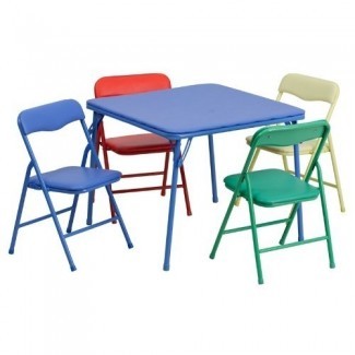  Flash Furniture Kids - Juego de mesa y silla plegable de 5 piezas, colorido (renovado) 