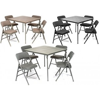  Juego de mesa plegable y silla acolchada de tela de la serie XL (5 piezas) - Tapicería acolchada cómoda - Diseño plegable, almacenamiento rápido y portabilidad - Calidad superior 