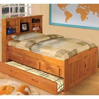  American Furniture Classics 2120-K3-TRUN Librería de capitanes sólidos 3 cajones en cama nido doble Honey Pine, marrón 