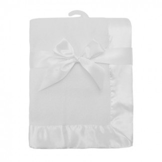  Manta de vellón con ribete satinado, blanco, 2 ", para niños y 