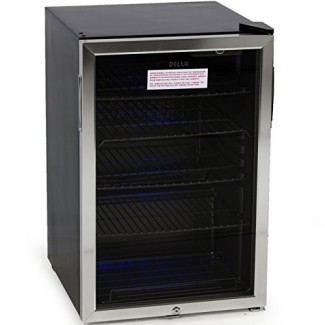  DELLA 048-GM-48197 Mini refrigerador refrigerado empotrado en el centro de bebidas con cerradura- negro / acero inoxidable 