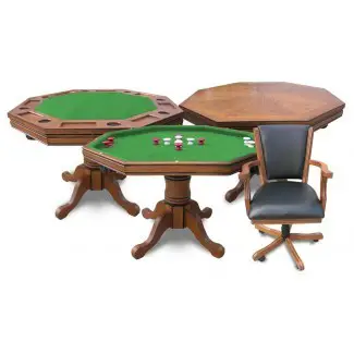  Mesa de póker Harvil 3 en 1 con 4 sillas - 
