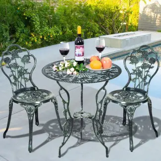  Muebles de patio de aluminio fundido Rose Design Bistro Set ... 