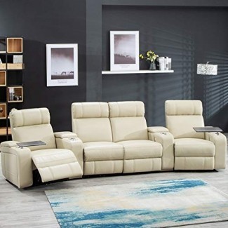  Sofá reclinable con asientos reclinables para cine en casa Sofá reclinable reclinable para teatro con almacenamiento y portavasos 
