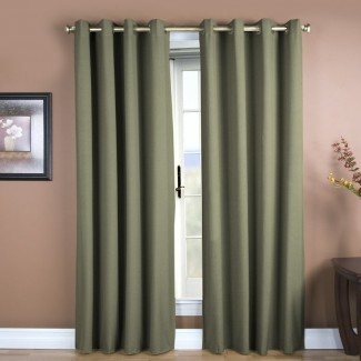 Color sólido de azafrán Panel de cortina simple con ojal semi-transparente 