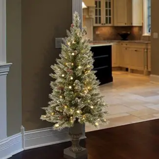  Árbol de Navidad artificial de pino verde / blanco con 150 luces claras / blancas 