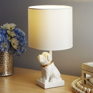  Lámpara de mesa de 15 "con resina de perro con acento de Amico 