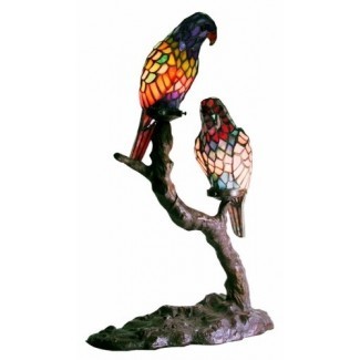  Warehouse of Tiffany's 1600x2-BB449 Tiffany-style Exotic Birds Accent Lamp 
